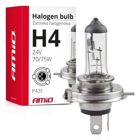Żarówka halogenowa h4 24v 75/70w filtr uv (e8) amio-01267 AMiO