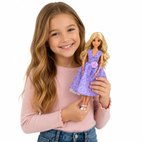 Lalka Anlily Fashion w Fioletowej Sukience W Serca Torebka Akcesoria Zestaw LEAN TOYS