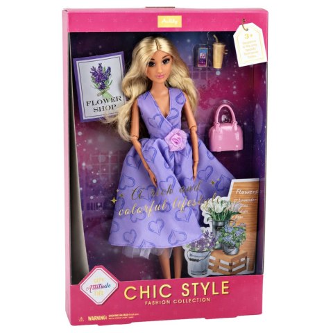 Lalka Anlily Fashion w Fioletowej Sukience W Serca Torebka Akcesoria Zestaw LEAN TOYS