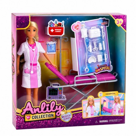 Lalka Anlily Lekarka Doktor Nosze Akcesoria Medyczne Szpital Zestaw LEAN TOYS