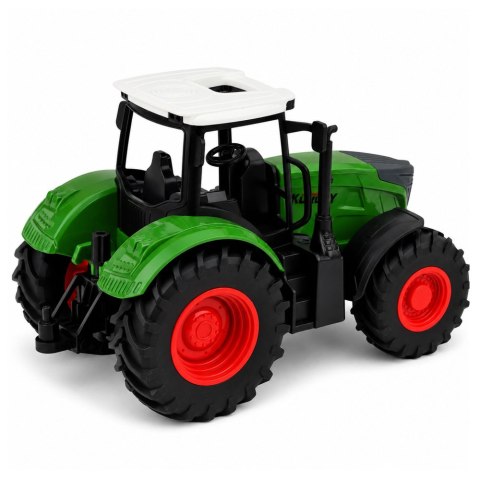 Traktor Rolniczy Farmerski Gospodarski Gumowe Koła Biało Zielony 1:24 LEAN TOYS