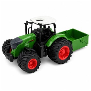 Traktor Rolniczy Farmerski Z Rozsiewaczem Nawozu Gumowe Koła Zielony 1:24 LEAN TOYS