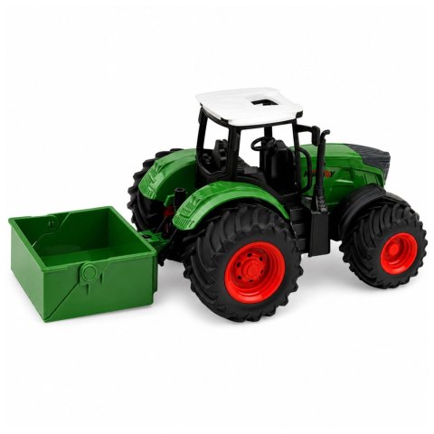 Traktor Rolniczy Farmerski Z Rozsiewaczem Nawozu Gumowe Koła Zielony 1:24 LEAN TOYS