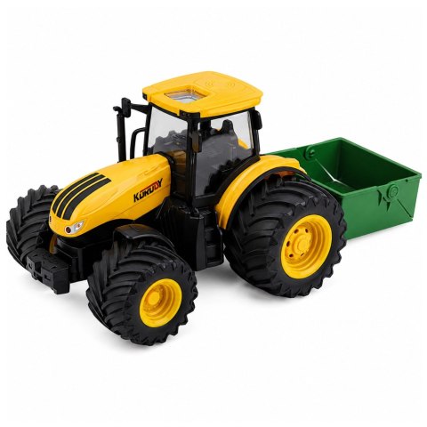 Traktor Rolniczy Farmerski Z Rozsiewaczem Nawozu Światła Dźwięk Żółty 1:24 LEAN TOYS