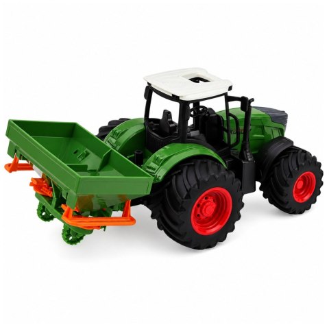 Traktor Rolniczy Farmerski z Siewnikiem Gumowe Koła Maszyna Rolnicza 1:24 LEAN TOYS