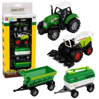 Zestaw Pojazdy Rolnicze Traktor Sieczkarnia Cysterna Rozrzutnik 1:68 4 szt. LEAN TOYS