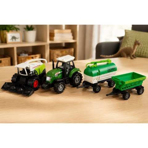 Zestaw Pojazdy Rolnicze Traktor Sieczkarnia Cysterna Rozrzutnik 1:68 4 szt. LEAN TOYS
