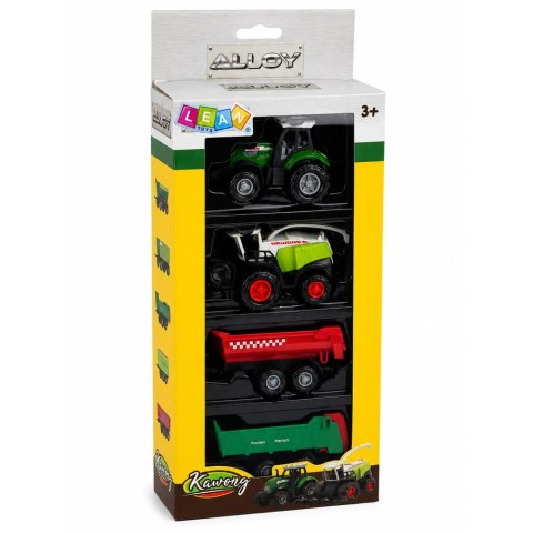 Zestaw Pojazdy Rolnicze Traktor Sieczkarnia Przyczepy Transport 1:68 4 szt. LEAN TOYS