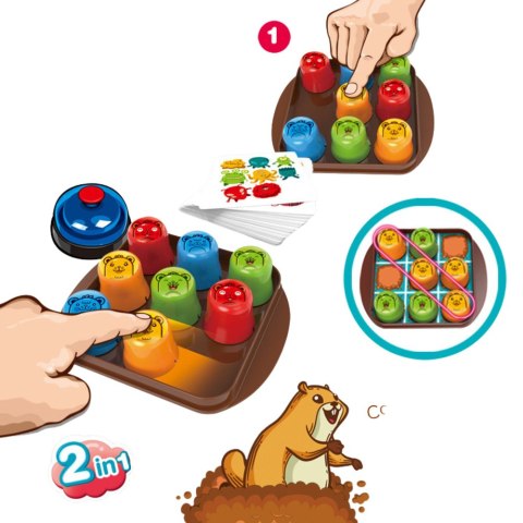 Gra Zręcznościowa 2w1 Mole Maze Szybkie Kubeczki Kółko i Krzyżyk LEAN TOYS