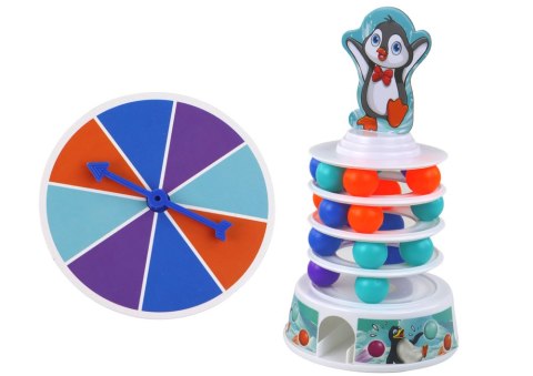Gra Zręcznościowa Pingwin Kulki Zjeżdżalnia Wieża Piłeczki LEAN TOYS