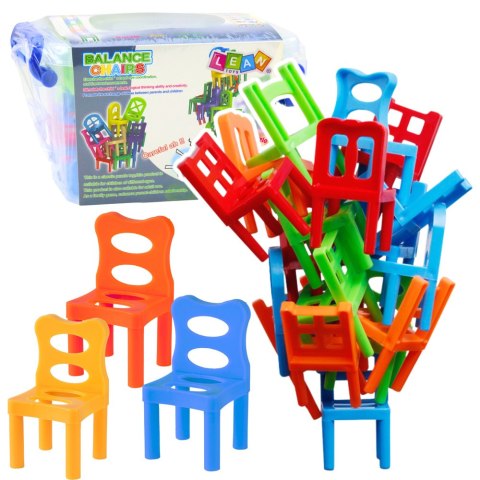 Gra Zręcznościowa Spadające Balansujące Krzesła 36 Elementów Kolorowe LEAN TOYS