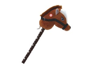Pluszowa Głowa Konia Na Kiju Hobby Horse Koń Krótkowłosy Ciemnobrązowy Dźwięki LEAN TOYS