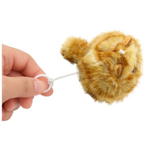 Pluszowy Rudy Kotek z Kręcącym Ogonkiem Dźwięki Piszczenia Brelok 9 cm LEAN TOYS