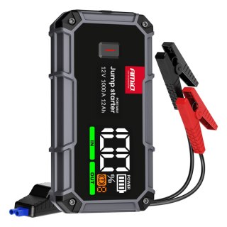 Urządzenie rozruchowe 3w1 booster powerbank latarka led 12v 12ah 1000a pro amio-04676 AMiO