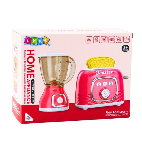 Zestaw Urządzeń Kuchennych Toster Blender Światła Dźwięki Różowy LEAN TOYS