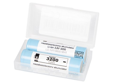 85-599# Akumulator 18650 li-ion lg 3200mah 10a 3,6v + box 2 szt Blow