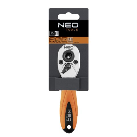 Grzechotka do bitów i nasadek 1/4", 105 mm NEO TOOLS