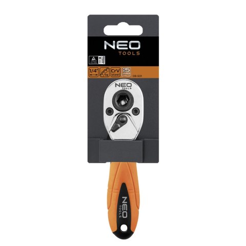 Grzechotka do bitów i nasadek 1/4", 105 mm NEO TOOLS