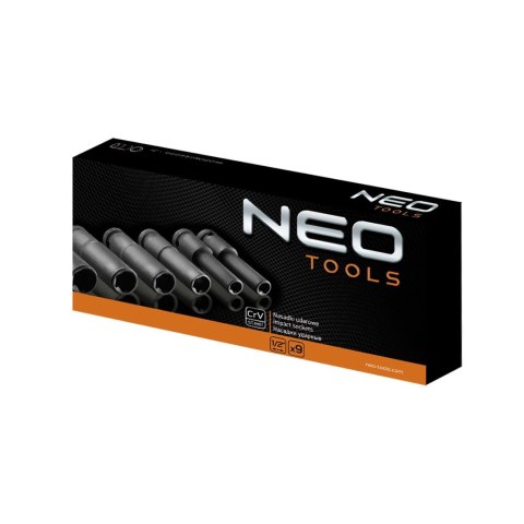 Nasadki udarowe 1/2", E10 - E24, zestaw 9 szt., CrMo NEO TOOLS