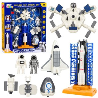 Zestaw Kosmiczny Stacja Rakieta Wahadłowiec Satelity Kosmonauci Światła LEAN TOYS