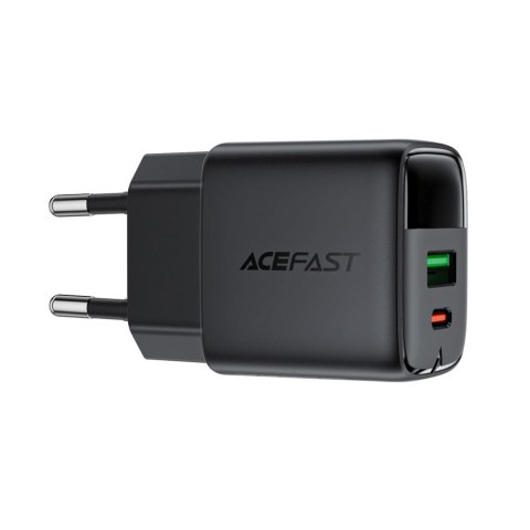 Ładowarka sieciowa z wyświetlaczem USB-A USB-C GaN PD 35W - czarna