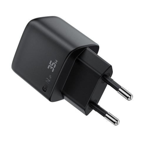 Ładowarka sieciowa z wyświetlaczem USB-A USB-C GaN PD 35W - czarna