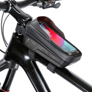 Torba rowerowa na ramę z miejscem na telefon 1l - czarna