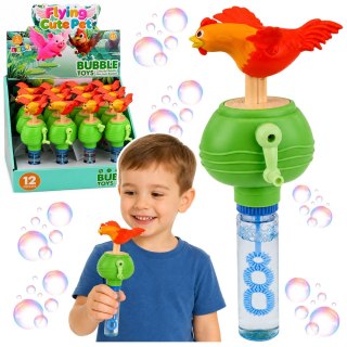 Bańki Mydlane Z Kurą Rusza Skrzydłami Dźwięk Piszczałki Korbka 40ML LEAN TOYS