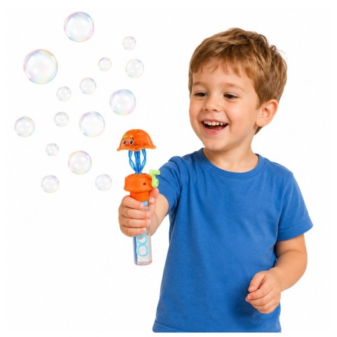 Bańki Mydlane Z Meduzą Rusza Mackami Korbka Migające Światła LED 40ML LEAN TOYS