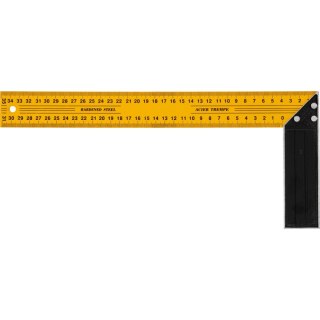 Kątownik stalowy ze skalą dwustronną 350mm żółto-czarny Mega