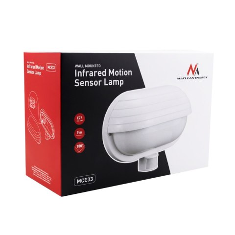Oprawa ścienna Maclean, z czujnikiem PIR, max. 60W, 180°, MCE33 W Maclean