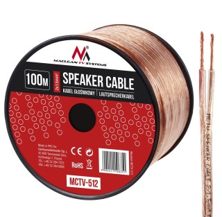 Kabel głośnikowy transparent PVC Maclean, 2*1.5mm2 / 48*0.20 CCA 3,5*7,0mm, 100m, MCTV-512 Maclean