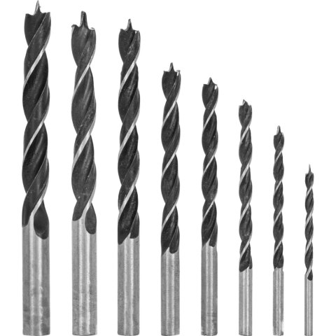 Wiertła do drewna kpl. szt.8 (3-10mm) w etui Mega