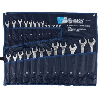 Klucz oczkowo-płaski, kpl. 25 szt., 6-32mm etui Mega