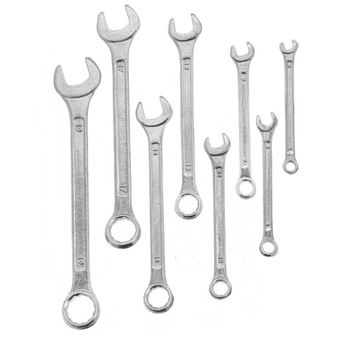 Klucz oczkowo-płaski, kpl. 8 szt., 6-19mm Mega
