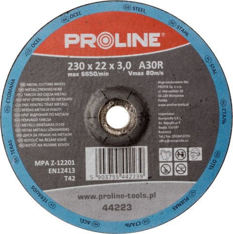 Tarcza do cięcia metalu wyp. t42, 125x2.5x22a36s proline Proline