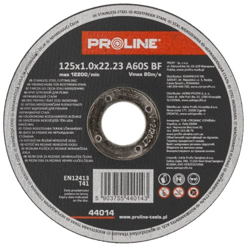Tarcza do cięcia stali kwas. t41, 125x1.0x22a60s proline Proline