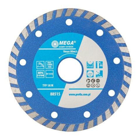 Tarcza diamentowa turbo (mat.bud) 115*2.2*7.0*22.2 Mega