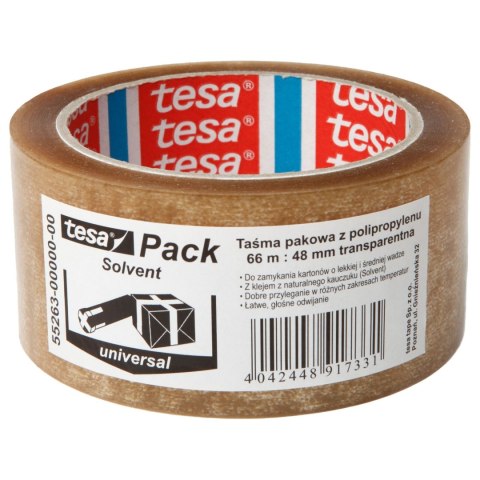 Taśma pakowa solvent 66m:48mm, przezroczysta Tesa