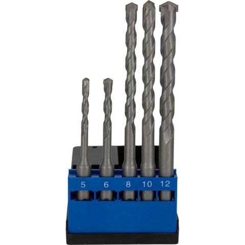 Wiertła do betonu sds+,kpl.5 szt. 5,6*110mm; 8,10,12*160mm Mega