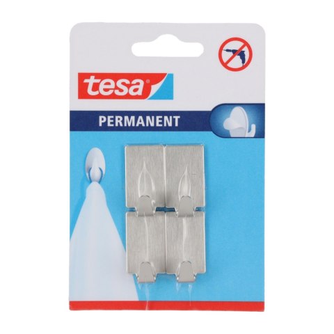 Haczyki permanentne 4 szt. "s", prostokątne, metalowe Tesa