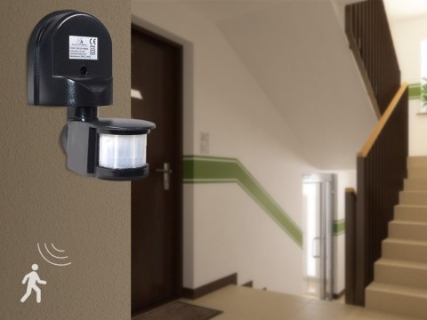 Ścienny czujnik ruchu i zmierzchu Maclean, 180°, max. 1200W, czarny, MCE25 B Maclean