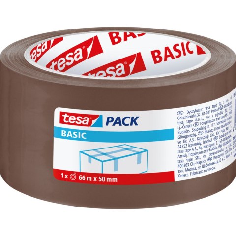 Taśma pakowa basic 66m:50mm, brązowa Tesa