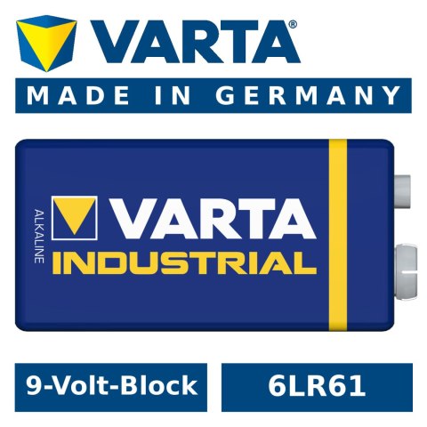 1x Bateria R9V R-9 6LR61 9V R-9 alkaiczna Varta Industrial Varta