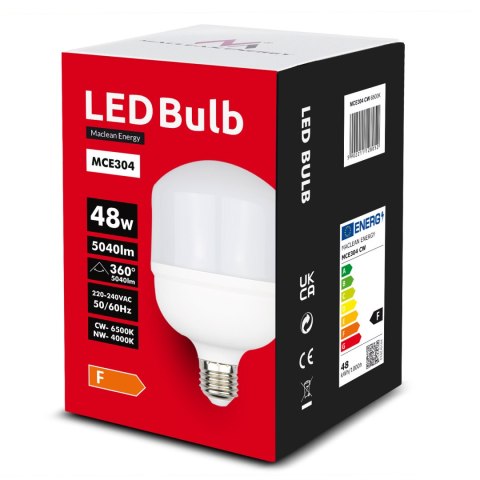 Żarówka LED Maclean, E27, 48W, 220-240V AC, zimna biała, 6500K, 5040lm, MCE304 CW Maclean
