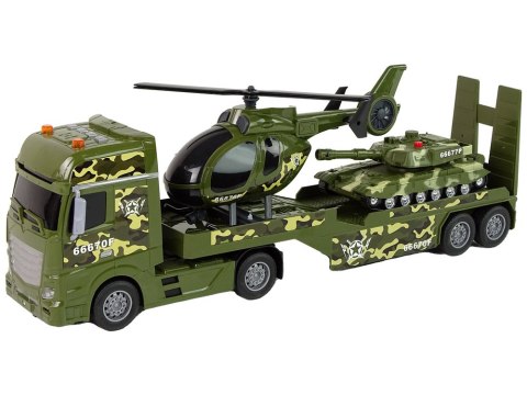 Zestaw Militarny Czołg Napęd Frykcyjny Helikopter Ciężarówka LEAN TOYS