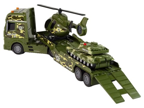 Zestaw Militarny Czołg Napęd Frykcyjny Helikopter Ciężarówka LEAN TOYS