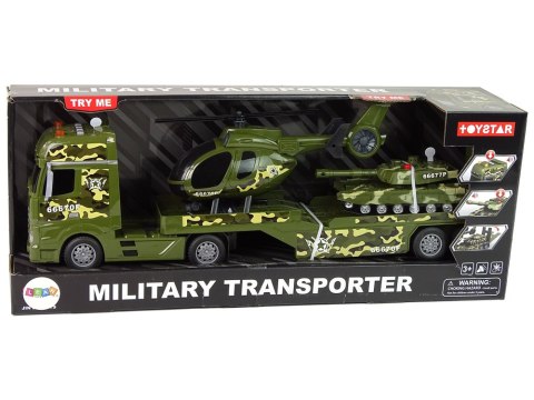 Zestaw Militarny Czołg Napęd Frykcyjny Helikopter Ciężarówka LEAN TOYS