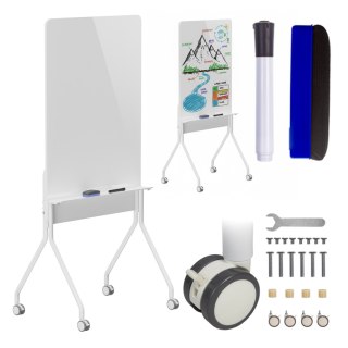 Mobilna tablica suchościeralna Ergo Office, orientacja pionowa, biała, jednostronna, z półką, wymiary tablicy 1190x790mm, ER-305 Ergo Office