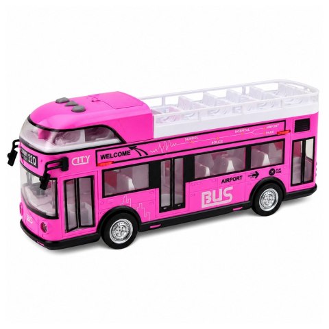 Autobus Miejski Piętrowy Otwierane Drzwi Światła Dźwięki Różowy LEAN TOYS